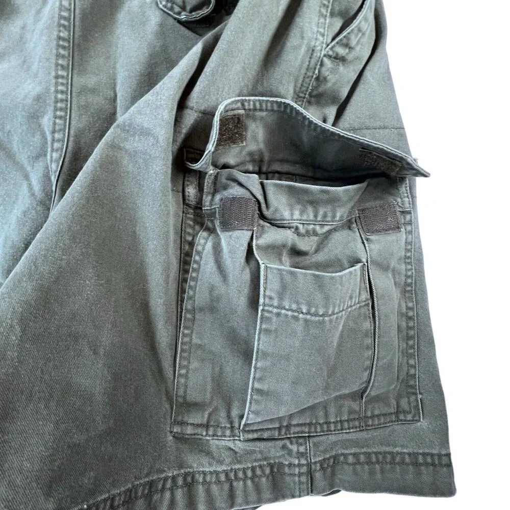 Faded Glory Shorts Mens 42 Olive Army Green Cargo Y2K Pockets Outdoor Hiking